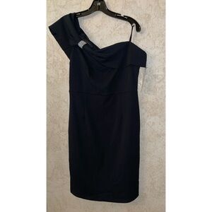 Velvet Fleur Elegant Black One-Shoulder Dress